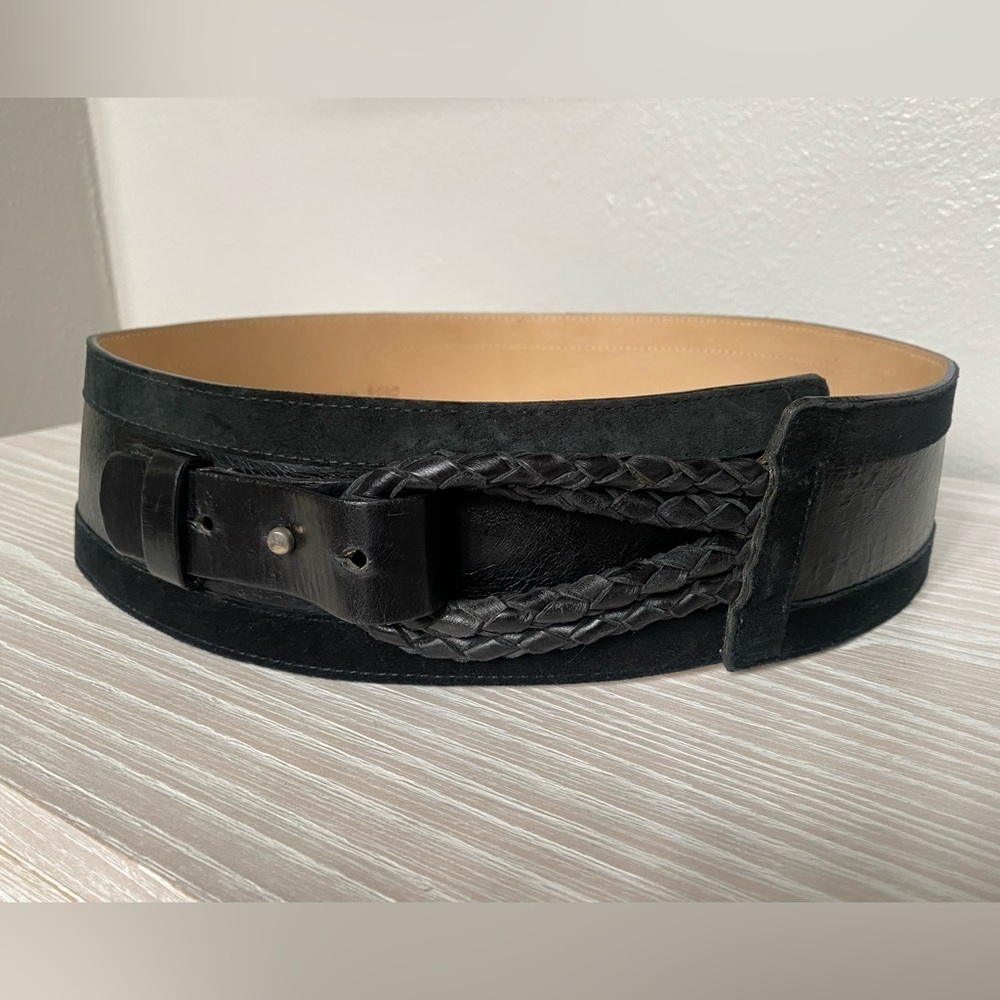 Neiman Marcus Leather Wide Belt Medium 31 32 33 34 35